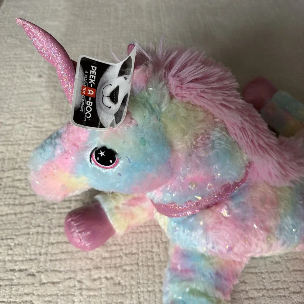 Peek A Boo Toy Company Pink Sparkle Hearts Plush Unicorn With Tags Large 20 Inch